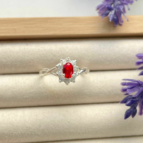 Anel Formatura Vermelho Cravejado Trançado - Prata 925 - comprar online