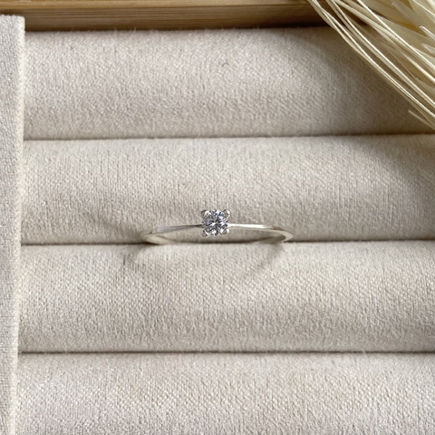 Anel solitário 4 garras 3mm - Prata 925 - comprar online