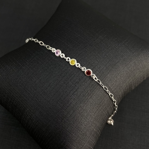 Pulseira Infantil Zircônias Coloridas- Prata 925 - comprar online