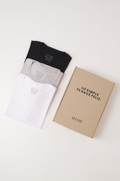 3 Remeras Básicas (Blanca - Gris - Negra)
