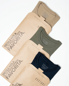 3 Remeras Básicas (Verde militar - Azul marino - Beige)