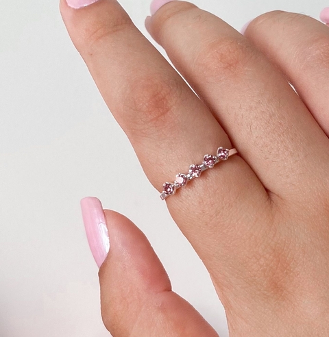 Anel strass rosa