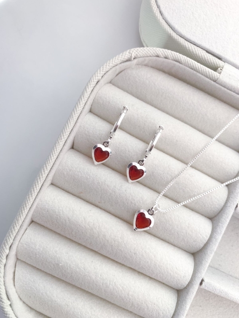 Conjunto Mini Coração Vermelho Intenso