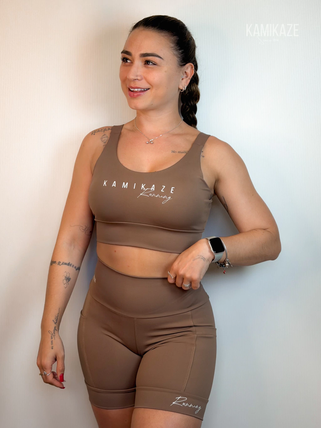 Conjunto Shorts Cami e Gabi - Running Mocha | ZERO TRANSPARÊNCIA