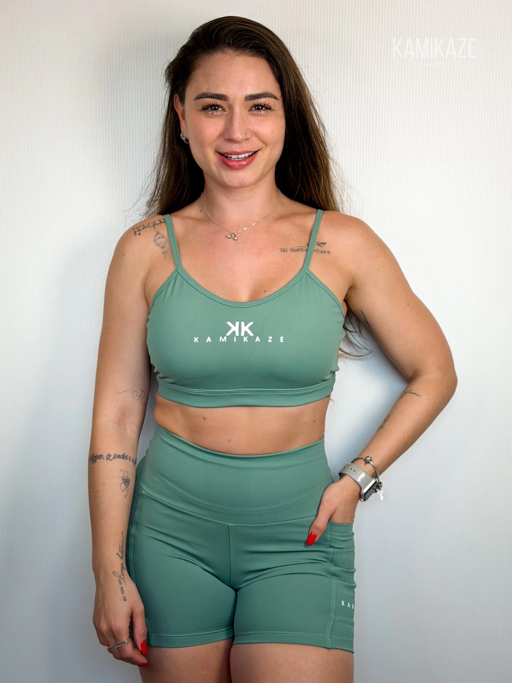 Conjunto Shorts Sara e Mari - Matcha | ZERO TRANSPARÊNCIA