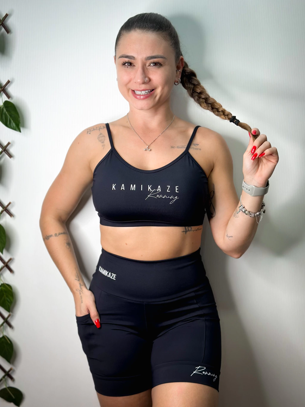 Conjunto Shorts Cami e Mari - Running Preto