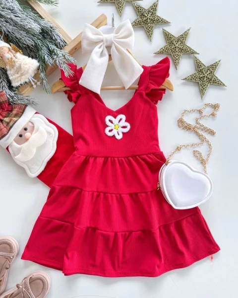 Vestido flor - vermelho - comprar online