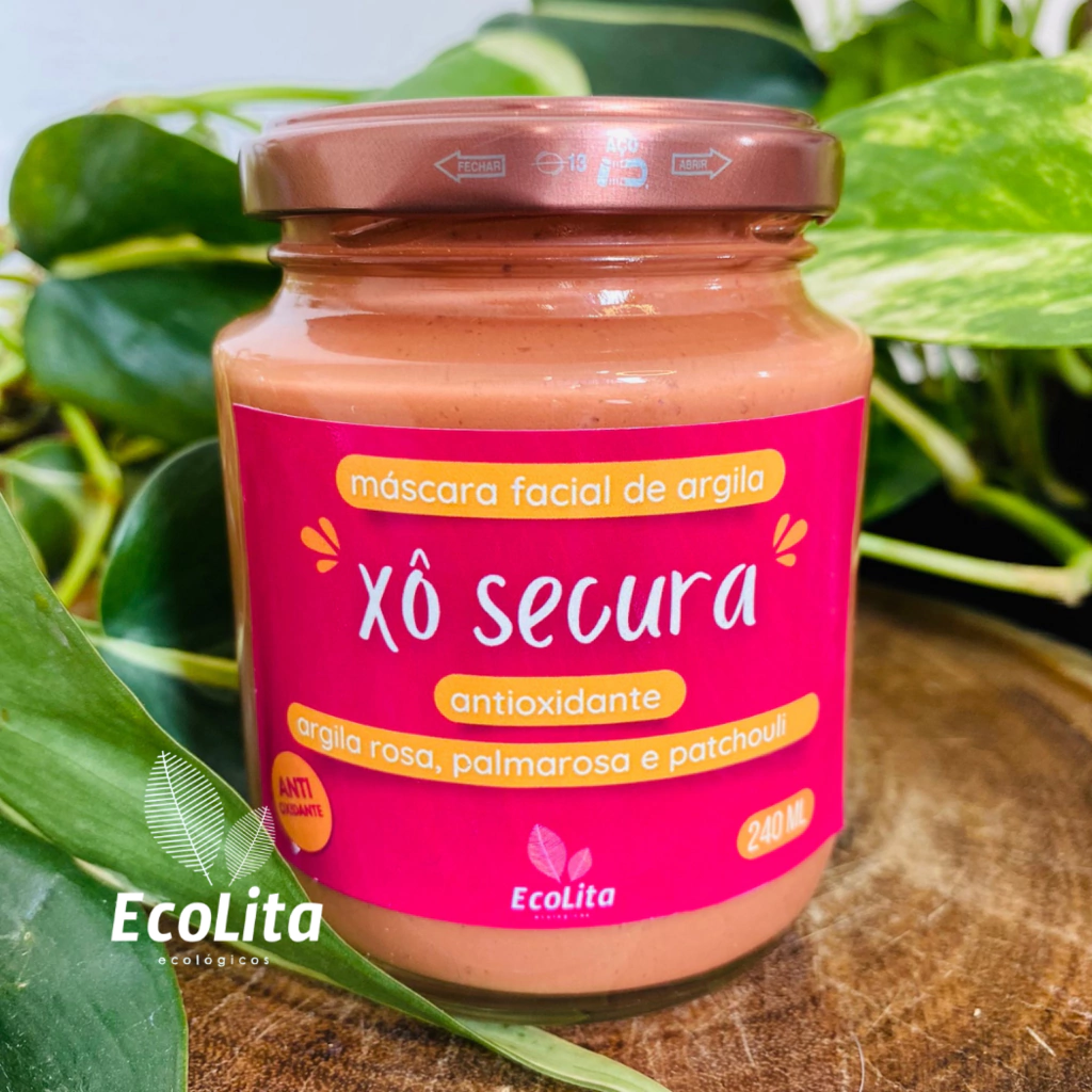 Máscara facial Xô Secura de argila antioxidante.