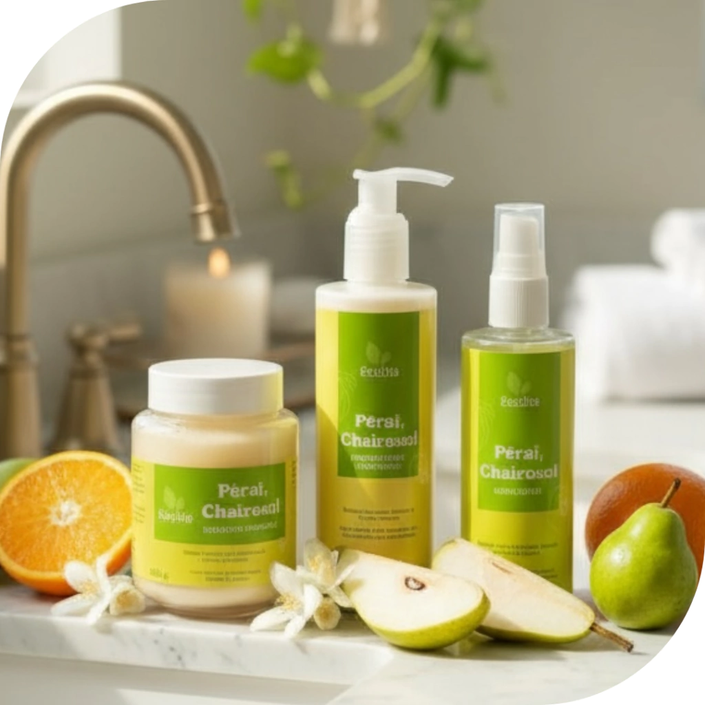 Kit Pêraí Cheirosa | Body Splash + Hidratante + Esfoliante | Cuidado Corporal | Veganos
