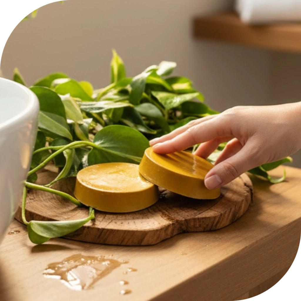 Sabonete de argila dourada e patchouli.