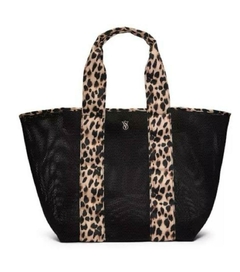 Bolsa Tote Victoria's Secret - Preta com estampa de leopardo