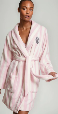 Victoria's Secret Roupão - Rosa listrado - comprar online