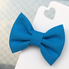 Laço gravatinha de tecido (5cm) - Azul Turquesa Es