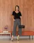 Conjunto pantacourt com blusa manga curta e decote V Adrielle