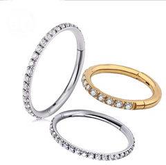 Argola lateral cravejada slim aço cirurgico