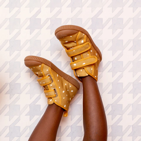 Tênis Infantil Cano Alto Luca Mineral Mostarda