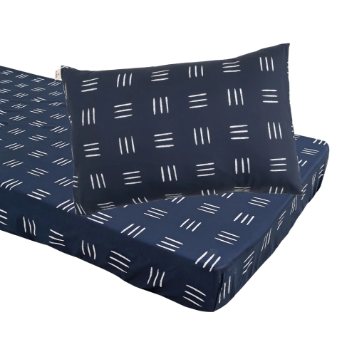 Kit Tracinhos Azul com Lençol de Elástico e Fronha by Kesley Santiago