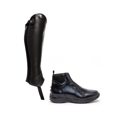 Kit TAEShortBoots Hybrid + TAEChaps Leather Hybrid Black