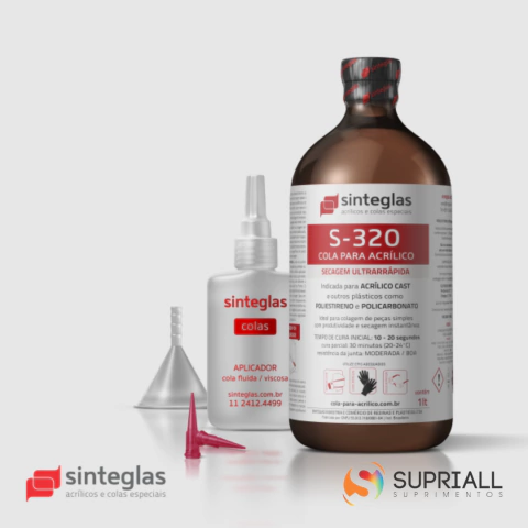 Cola para Acrílico S-320 Secagem Ultrarrápida - 1L