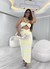 Conjunto Mônaco Top Transpassado e Saia Midi em Modal Cinza - ZAUREEN