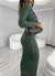 Imagem do Vestido Poliana Midi com Fenda Decote V Manga Longa em Modal Telha
