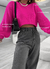 Máxi Cropped Lara Manga Longa em Tricot Azul Marinho na internet