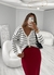 Cardigan Rosana Listrado Manga Longa com Botões em Modal Nude e Off White - ZAUREEN