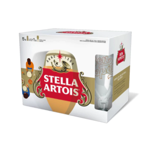 SET · STELLA ARTOIS · COPA BON APPÉTIT CHALICE + 5 LATAS