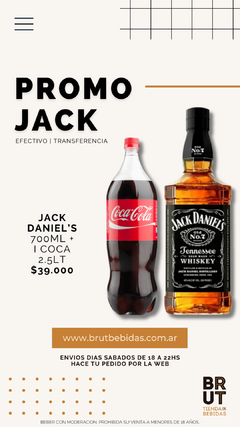 PROMO · JACK DANIEL'S 700ML + COCA 2.25LTS
