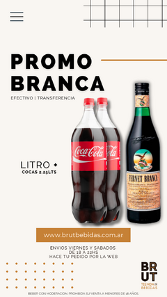 PROMO · BRANCA LT + 2 COCAS 2.25LT