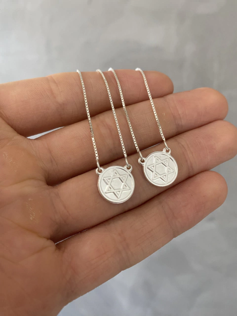 ESCAPULÁRIO ESTRELA DE DAVI - 60CM - PRATAS 925