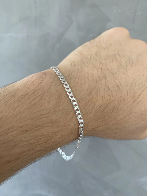 PULSEIRA GRUMET 4MM - 5,5G - 21CM - PRATAS 925
