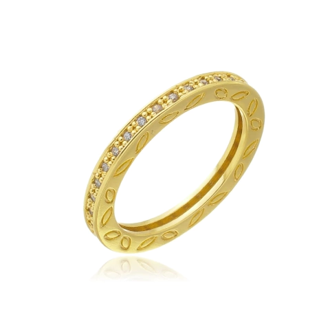 Anel Folhas Pandora com micro Zircônias cravejadas