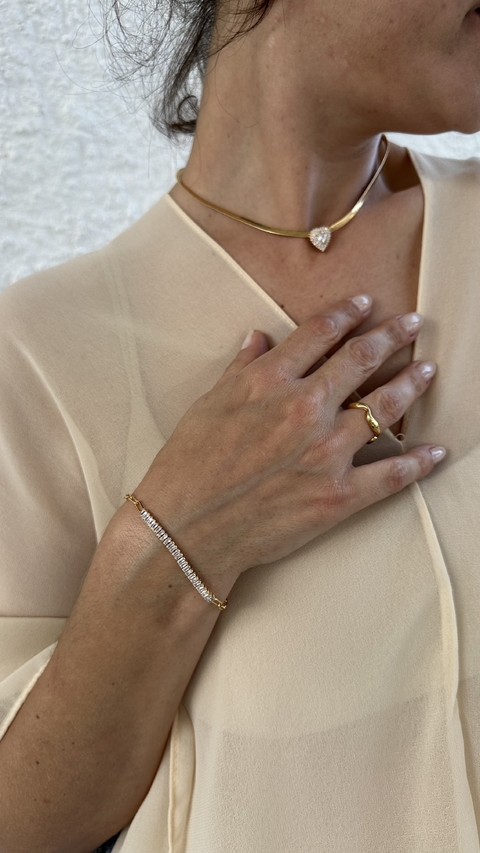Pulseira Zircônia Baguetes + Cartier Ouro - comprar online