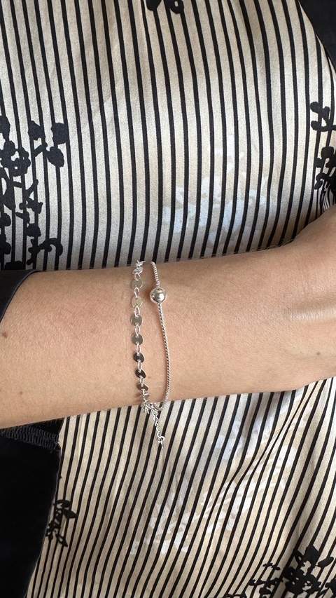 Pulseira Dupla Poás + Veneziana com Esfera Prata - comprar online