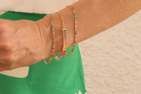 Pulseira Cristais baguete coloridos
