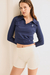 Polo Cropped Tee - Navy