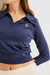 Polo Cropped Tee - Navy