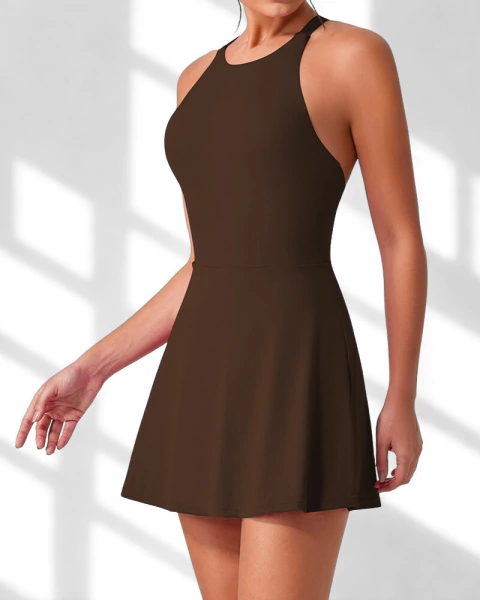 HALTER DRESS - coffee - comprar online