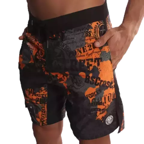 Bermuda Cordão e Velcro Camuflado Laranja - BSCross - comprar online