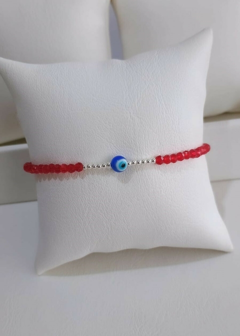 Pulsera de Cristales con Bolita y Ojo Turco Redondo - comprar online