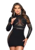 Vestido com Mangas Longas e detalhes em Strass Bodystocking - comprar online