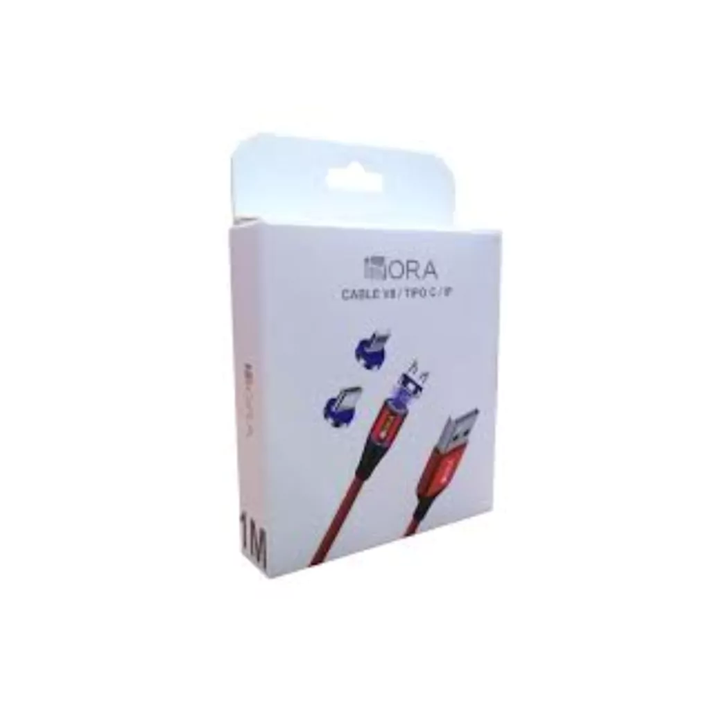 Cable Magnetico 3 en 1 Tipo C,IP, V8, Luz LED 1 Hora rojo