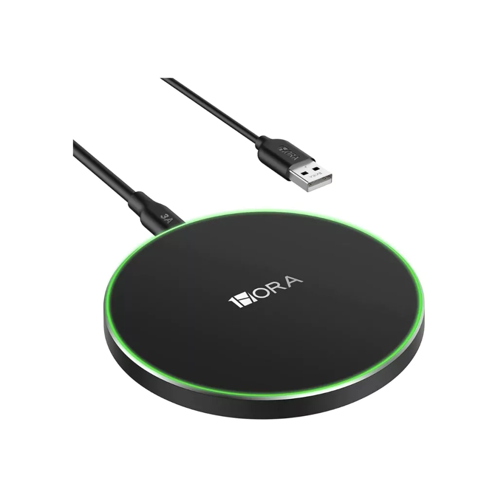 Cargador Inalámbrico 1 Hora 15W Carga Rápido, Wireless Charger Qi con Cable 3A