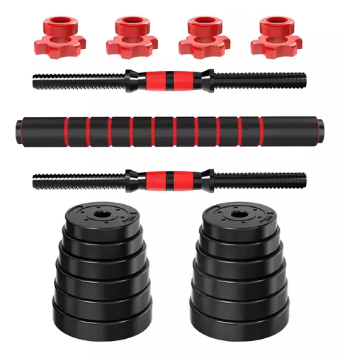 Kit Mancuernas + Conversor Barra + 30 Kg Discos Pvc