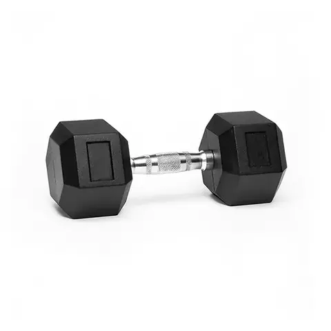 Mancuerna hexagonal engomada Proyec de 42,5 kg sobre fondo blanco, ideal para entrenamiento de fuerza y musculación en casa o gimnasio.
