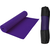 Esterilla de yoga morada de 5 mm enrollada y en su funda de transporte