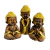 Trio de Budas Monges Rezando Ouro Velho Gesso