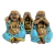 Trio de Budas não veja o mal, não ouça o mal, não fale o mal 15cm Azul