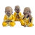 Trio de Budas Rezando, Meditando, Rindo 15cm Amarelo